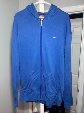 Vintage Nike Royal Blue Men's X-Large The Athletic Dept Zip Up Hoodie 00s Y2k